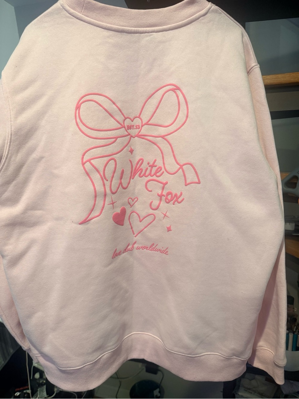 Light Pink White Fox Crewneck Sweatshirt - Picture 2 of 3